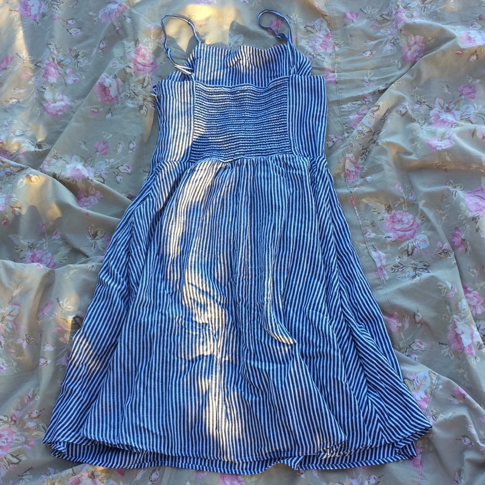 Old Navy Fit and Flare Striped Dress Navy M Tall - Picture 7 of 8